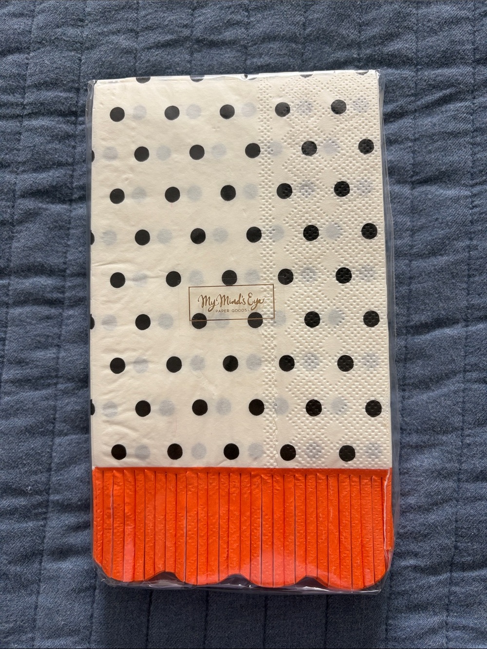 My Mind’s Eye Polka Dot Paper Napkins with Orange Trim